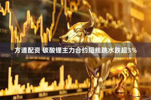 方道配资 碳酸锂主力合约短线跳水跌超3%